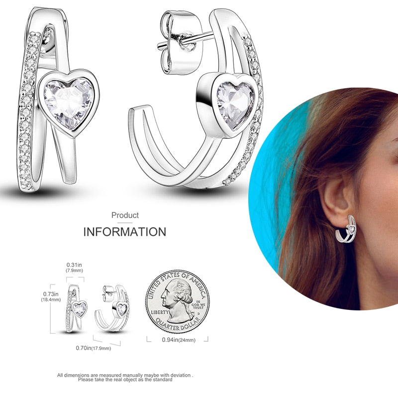 1 Paar Creolen aus 925 sterling Silber Ohrringe Ohrschmuck Zirkonia Ohrstecker