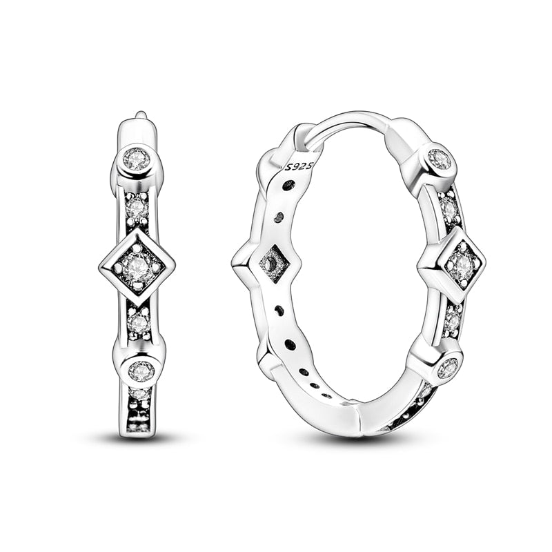 1 Paar Creolen aus 925 sterling Silber Ohrringe Ohrschmuck Zirkonia Ohrstecker