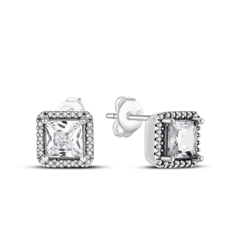1 Paar Creolen aus 925 sterling Silber Ohrringe Ohrschmuck Zirkonia Ohrstecker