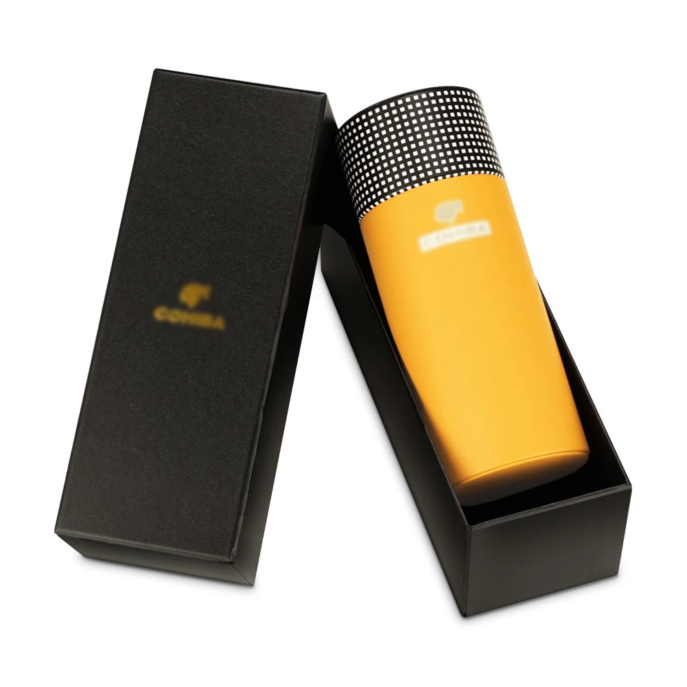COHIBA Leder Reise Humidor Zigarre Box Zeder Holz Tragbare für 5 Zigarren Luftbefeuchter Hygrometer
