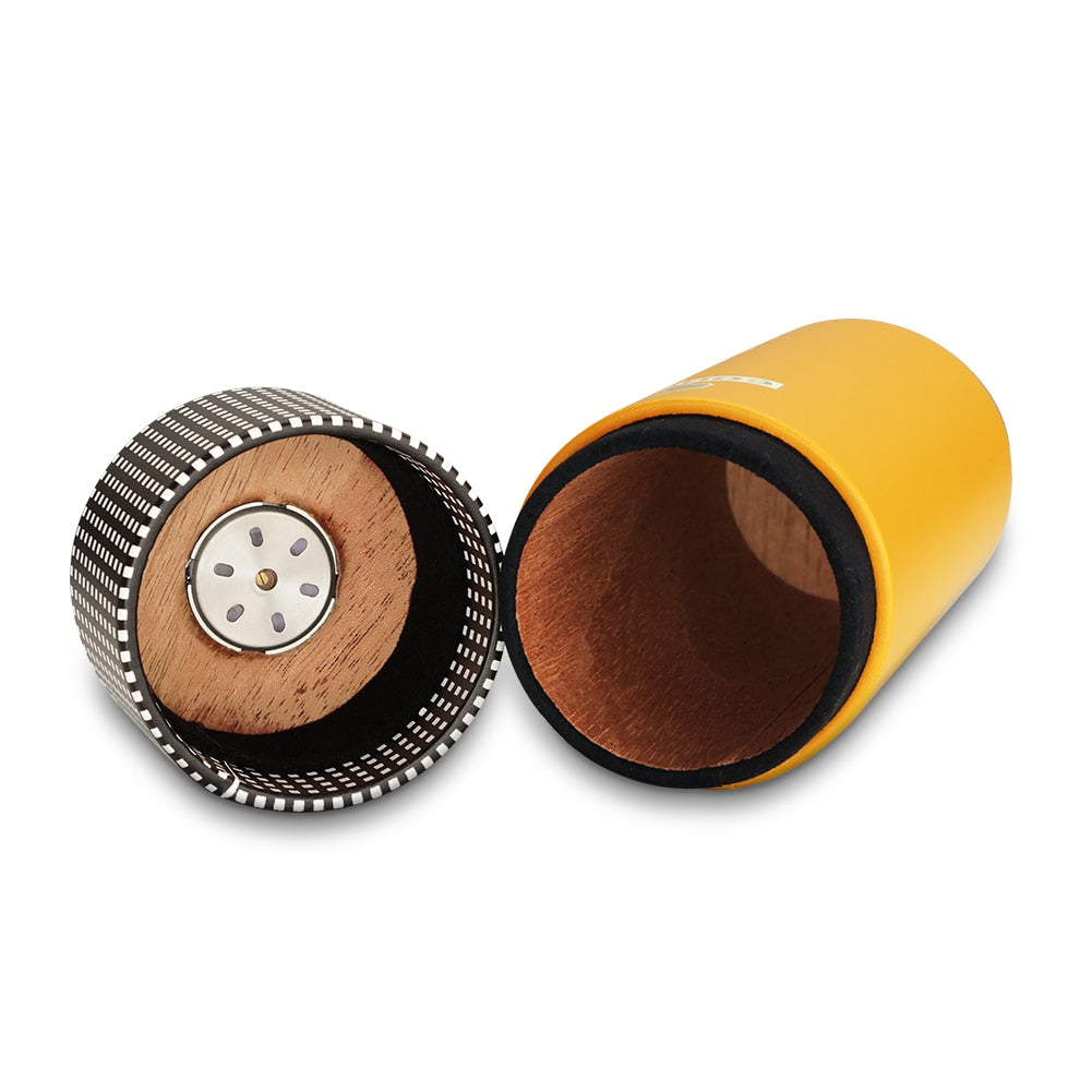COHIBA Leder Reise Humidor Zigarre Box Zeder Holz Tragbare für 5 Zigarren Luftbefeuchter Hygrometer