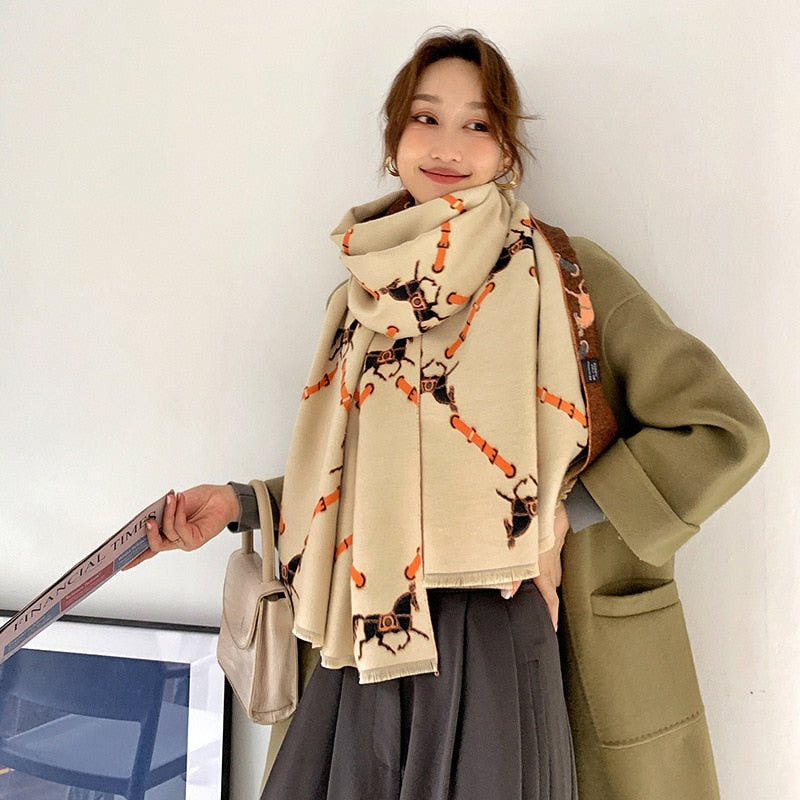 XXL Damen Winterschal Kaschmir Viskose Stola Schlauchschal  Halstuch Strickschal Loop NEU