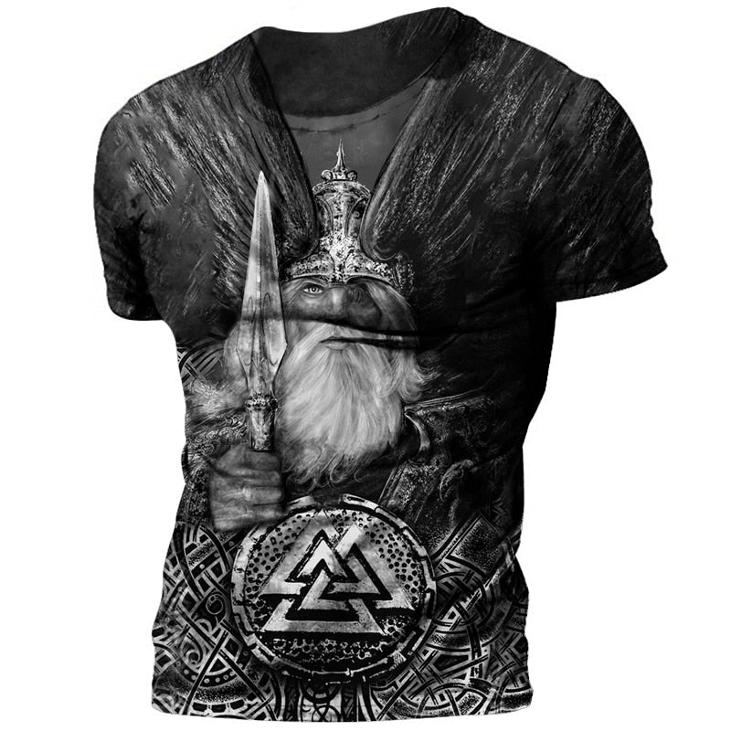 Vikings Herren Tattoo 3D T-Shirt Rundhals Unisex Sommer Streetwear