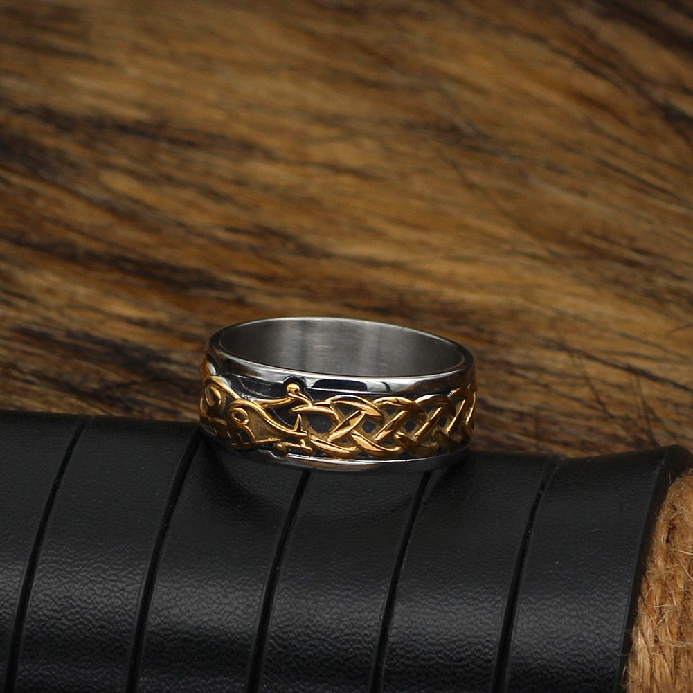 Herren Wikinger Runen Ring Edelstahl Nordische Mythologie Odin Gothic