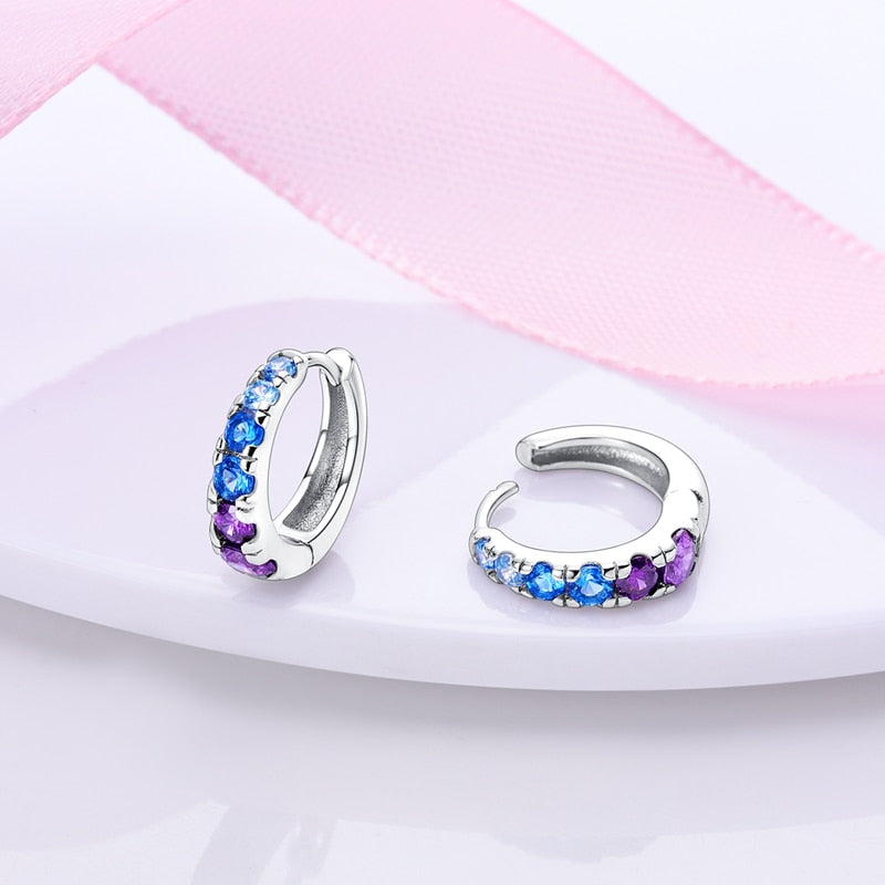 1 Paar Creolen aus 925 sterling Silber Ohrringe Ohrschmuck Zirkonia Ohrstecker