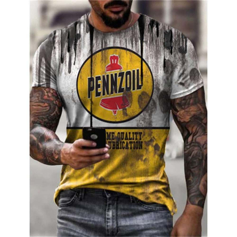 Fashion Herren Vintage Motorsport 3D T-Shirt Rundhals Unisex Sommer Streetwear
