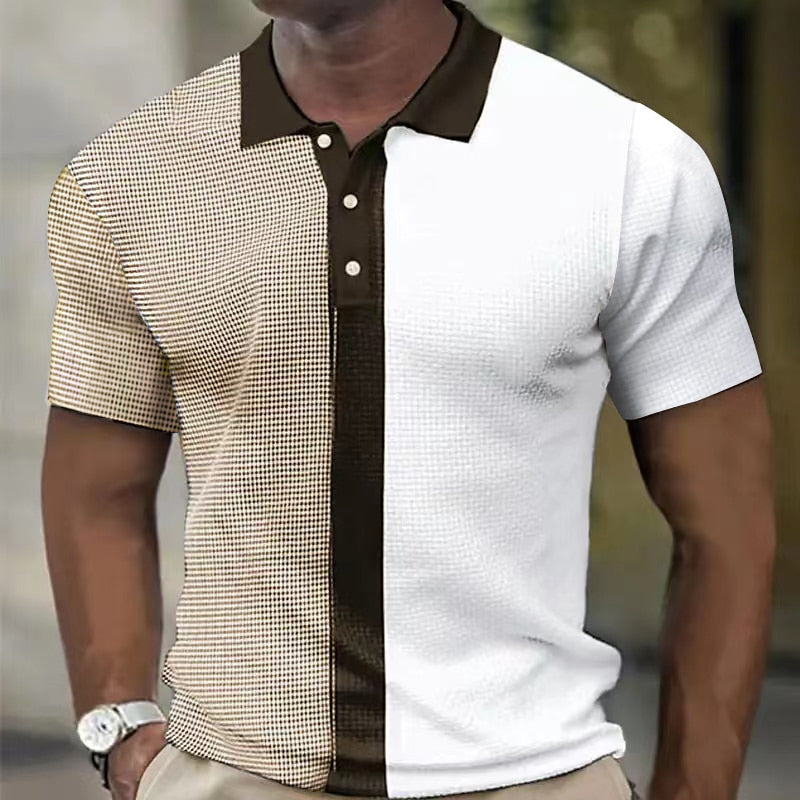Herren Poloshirt POLO Shirt Zip Kontrast Kragen Kurzarm Slim Fit Hemd Polohemd