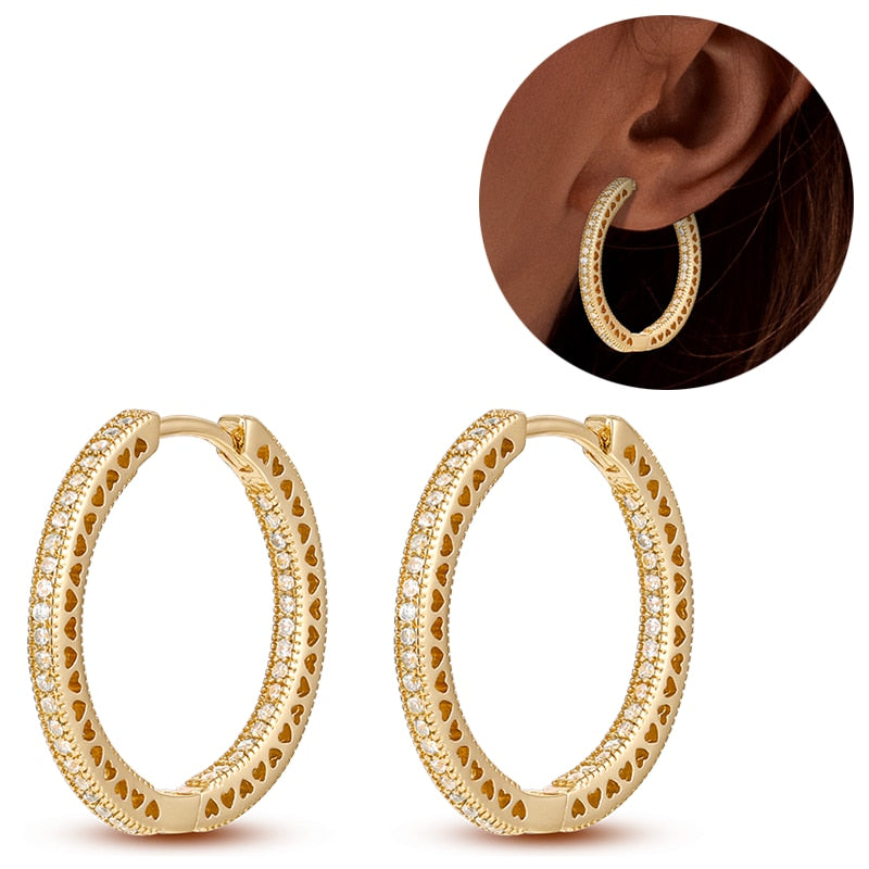 1 Paar Creolen aus 925 sterling Silber Ohrringe Ohrschmuck Zirkonia Ohrstecker