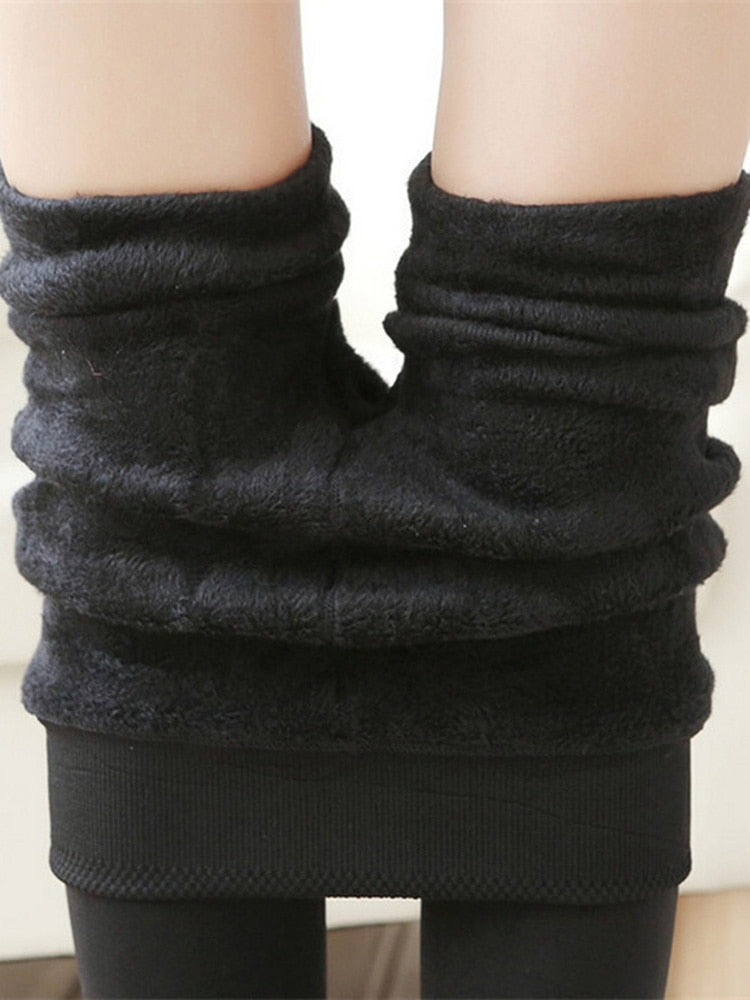 Winter Leggings Warm Thermo Hose Innenfleece Strumpfhose Frauen Blickdicht Hosen
