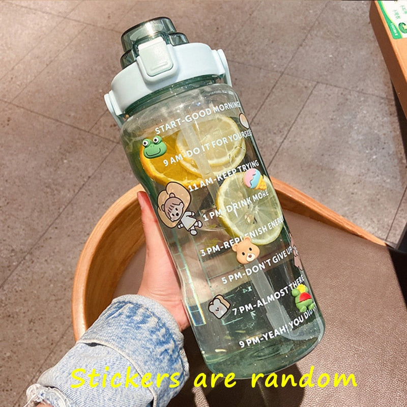 2L Trinkflasche Sportflasche Wasserflasche Getränkeflasche BPA-frei Tritanflasche