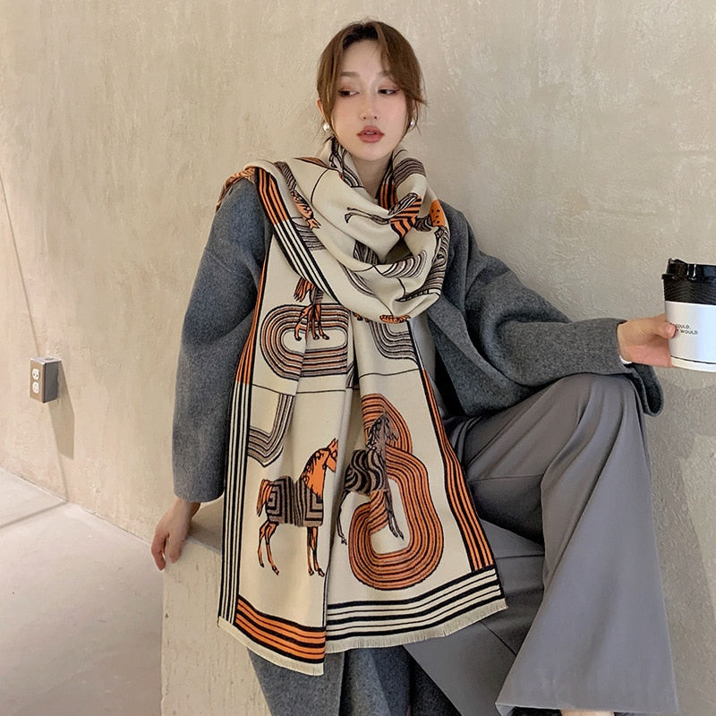 XXL Damen Winterschal Kaschmir Viskose Stola Schlauchschal  Halstuch Strickschal Loop NEU