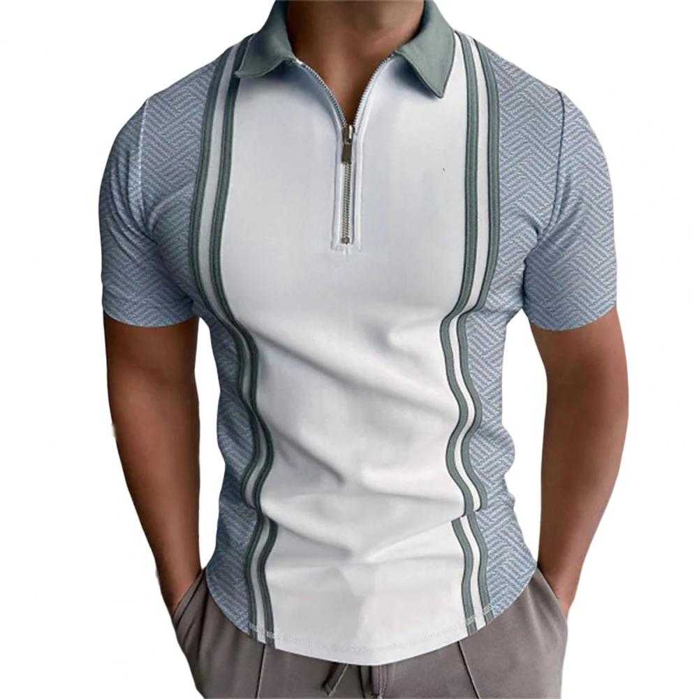 Herren Poloshirt Kontrast Kragen Polo Kurzarm Slim Fit Hemd Polohemd T-Shirt NEU