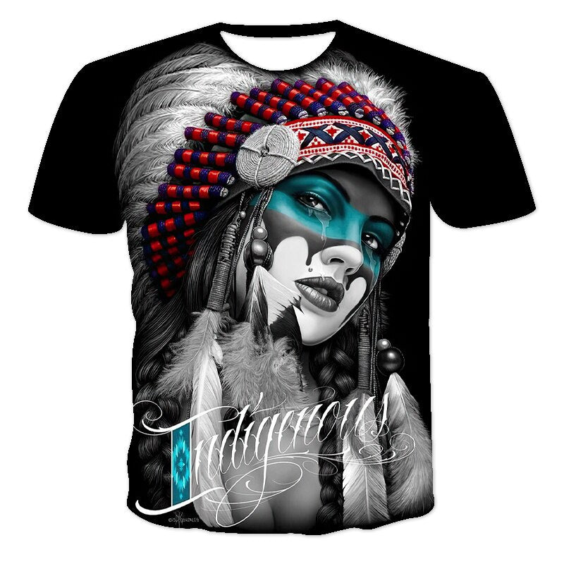 Herren Fashion Indian Stil 3D T-Shirt Rundhals Unisex Sommer Streetwear