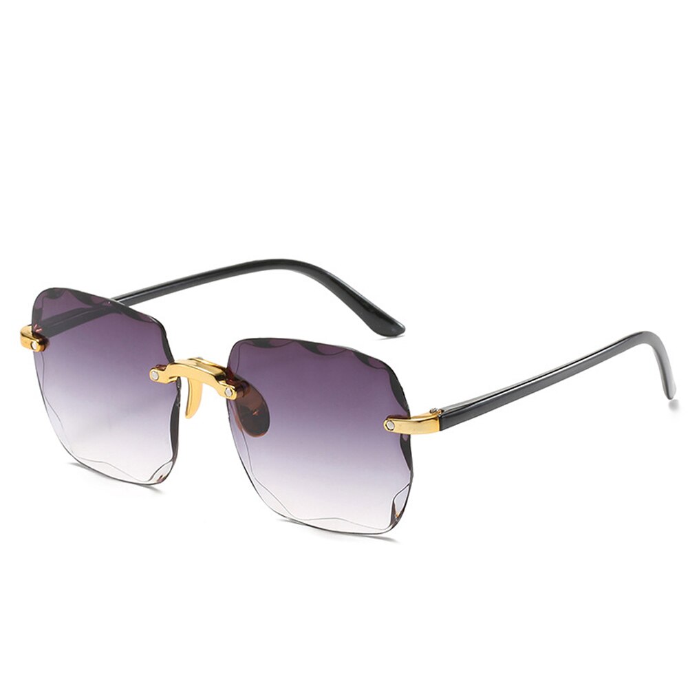 Damen Randlose Sonnenbrille Luxus Quadratische Gläser UV400 Brillen Retro Fashion