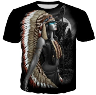 Herren Fashion Indian Stil 3D T-Shirt Rundhals Unisex Sommer Streetwear