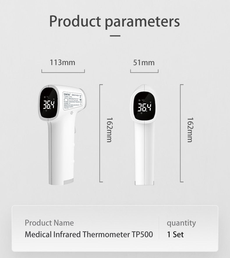 Digital Fieberthermometer Infrarot LCD Thermometer Stirnthermometer kontaktlos TP500