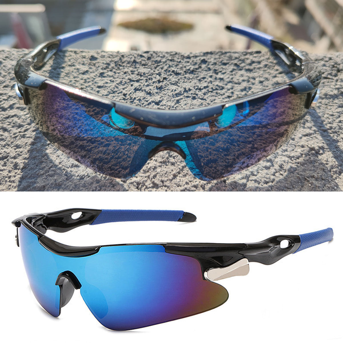 Fahrradbrille Polarisiert Sportbrille Sonnenbrille Brille UV400 7 Farbe