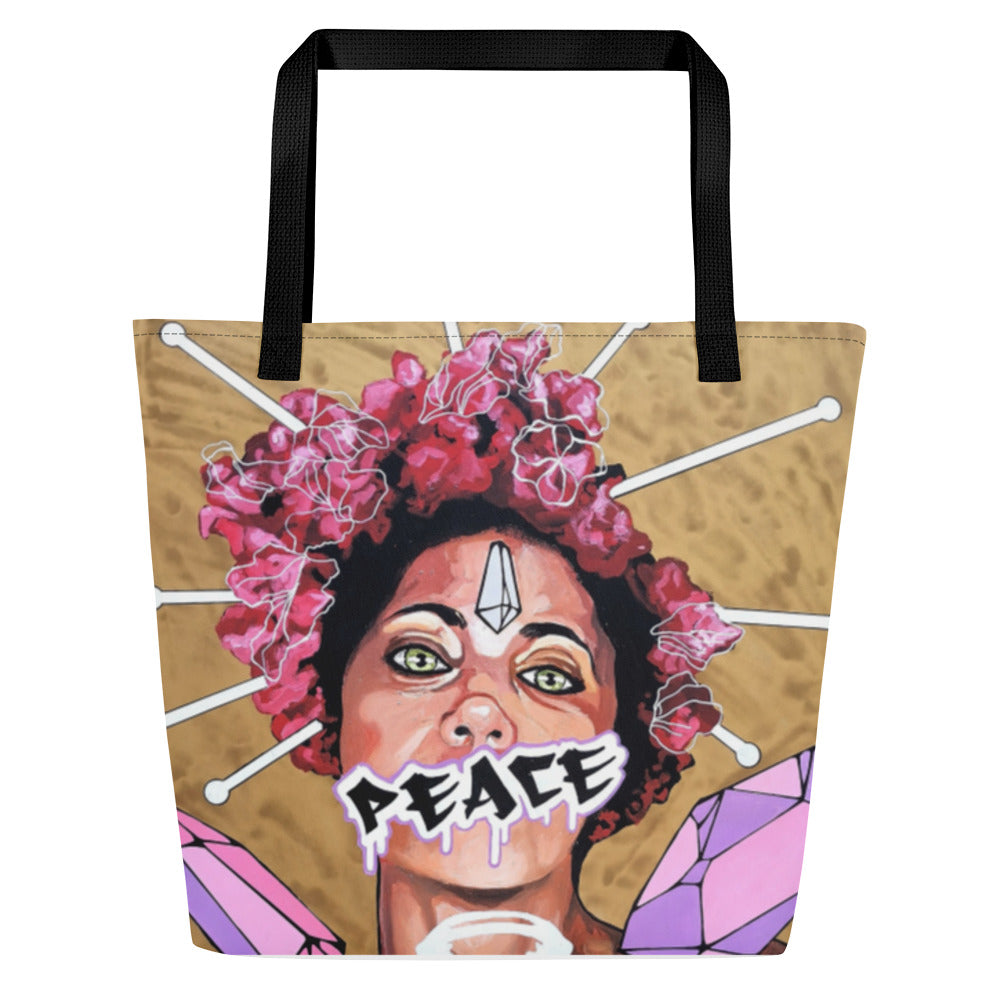 Großer Stoffbeutel mit Allover-Print Peace