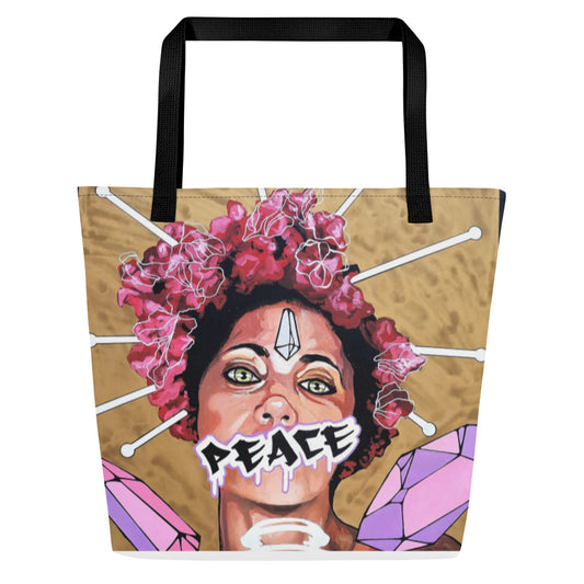 Großer Stoffbeutel mit Allover-Print Peace