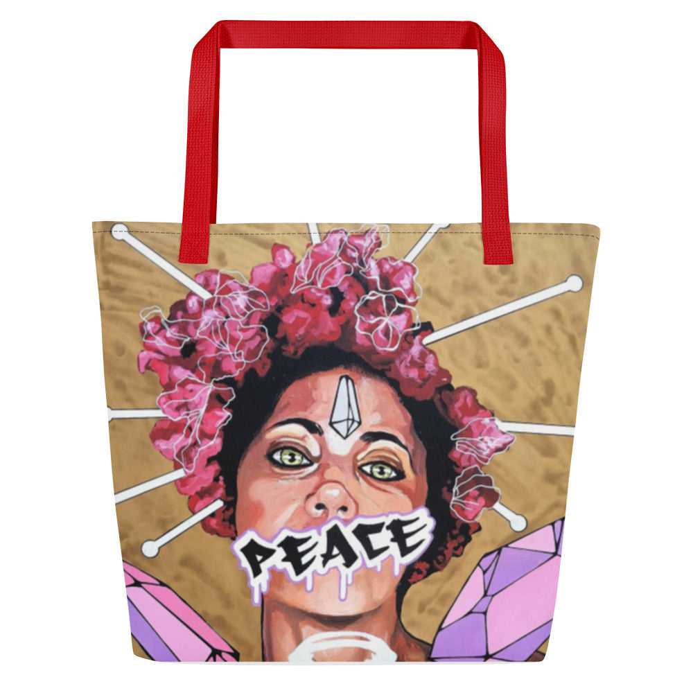 Großer Stoffbeutel mit Allover-Print Peace