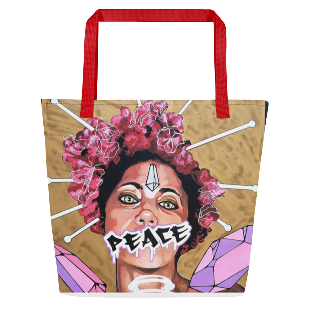 Großer Stoffbeutel mit Allover-Print Peace