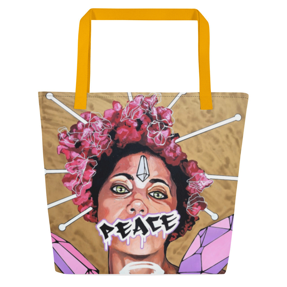 Großer Stoffbeutel mit Allover-Print Peace