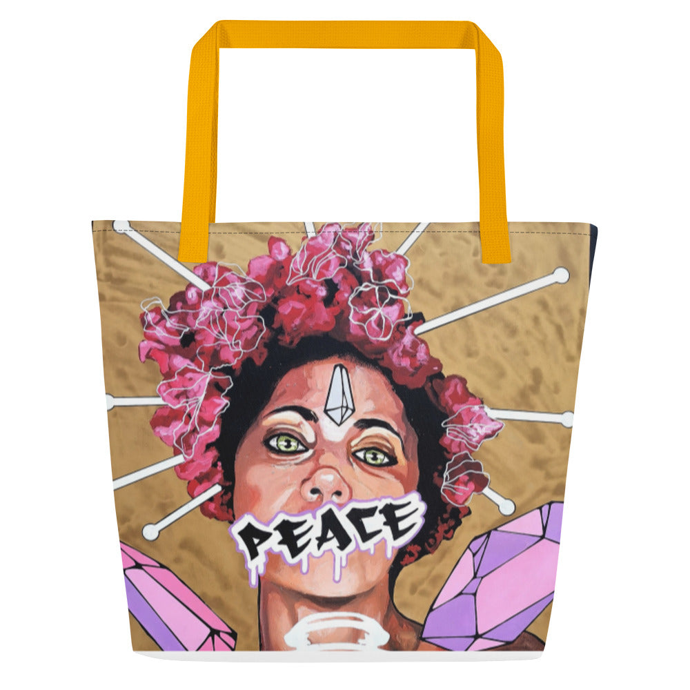 Großer Stoffbeutel mit Allover-Print Peace