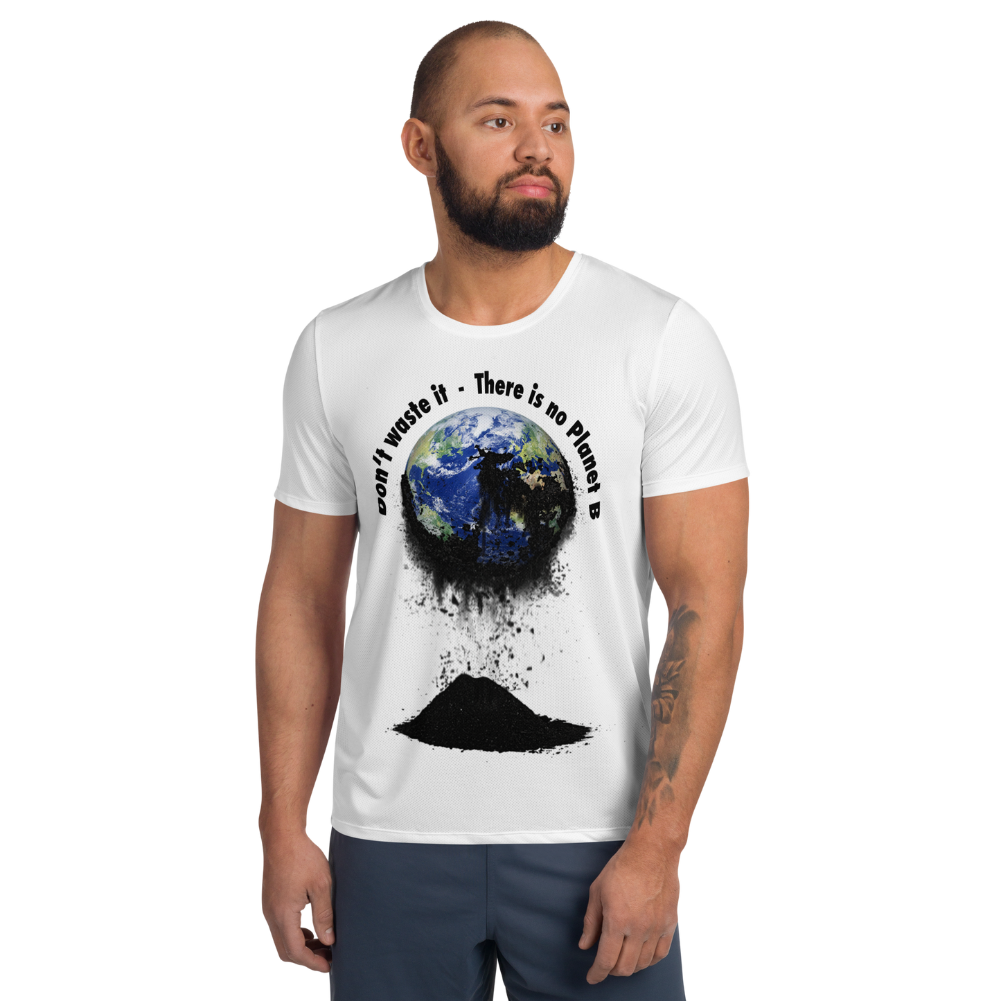 Allover-Sport-T-Shirt für Herren Don't waste it. There is no Planet B.