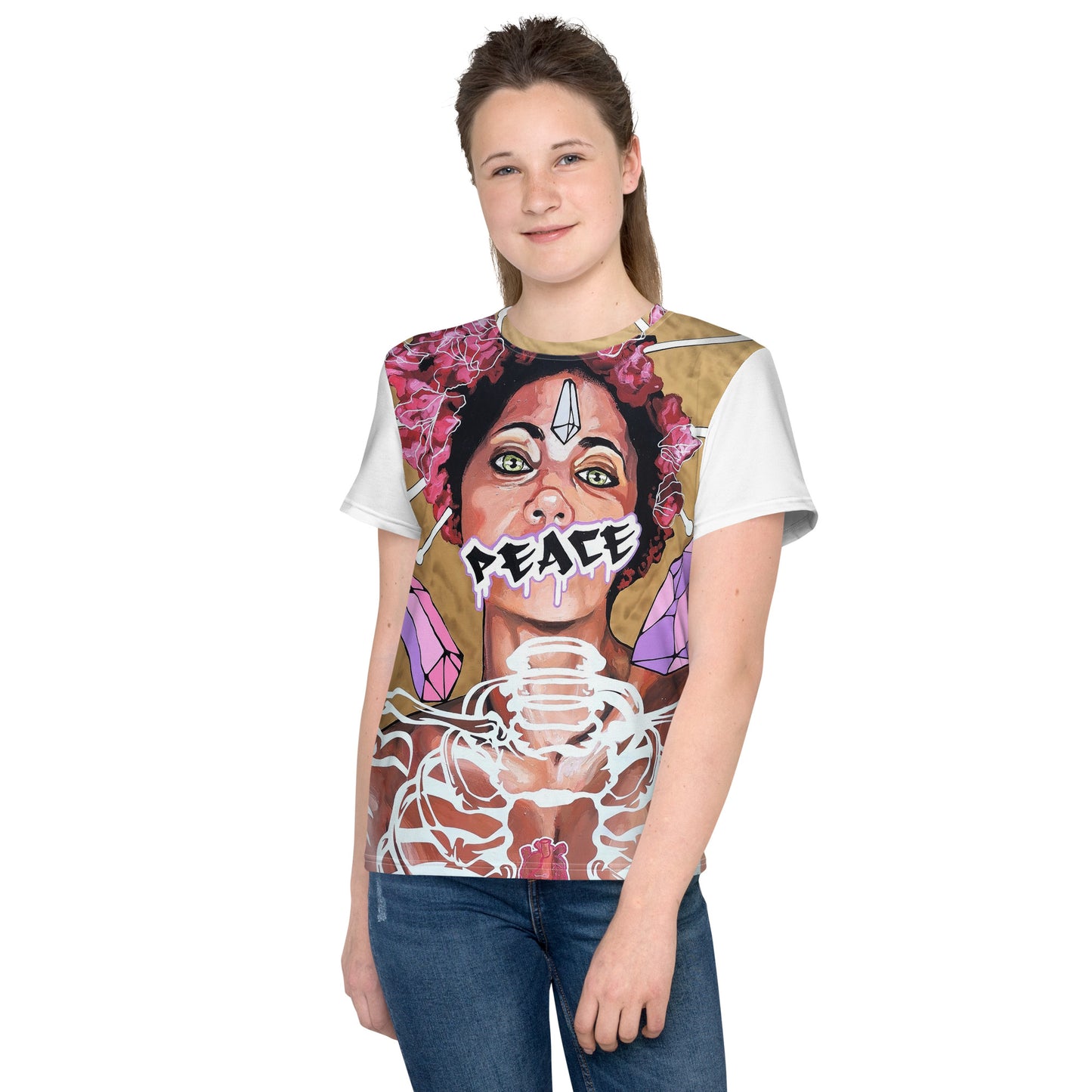 T-Shirt mit Rundhalsausschnitt für Jugendliche PEACE
