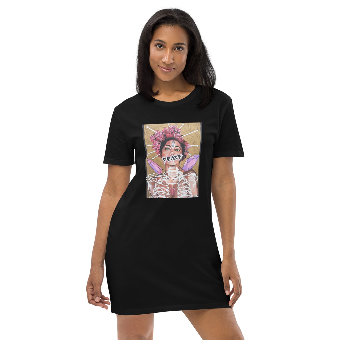 T-Shirt-Kleid aus organischer Baumwolle PEACE