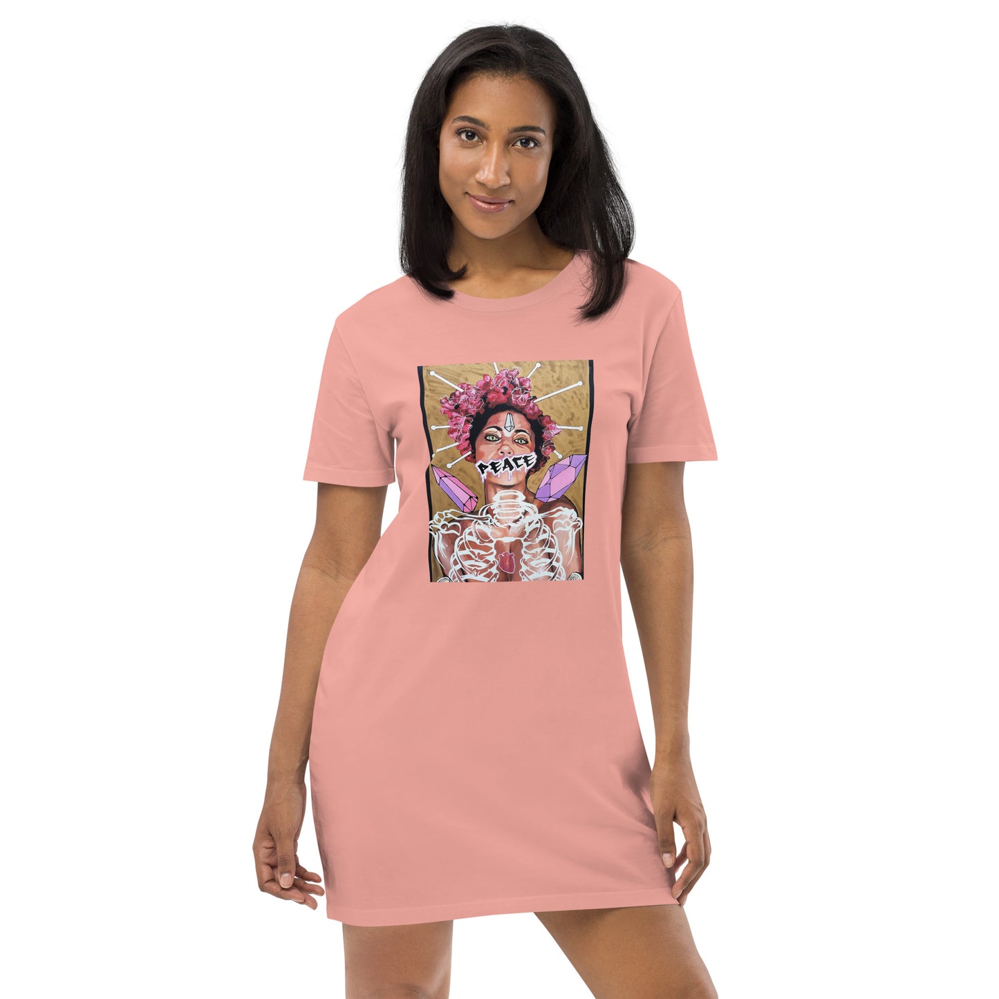 T-Shirt-Kleid aus organischer Baumwolle PEACE