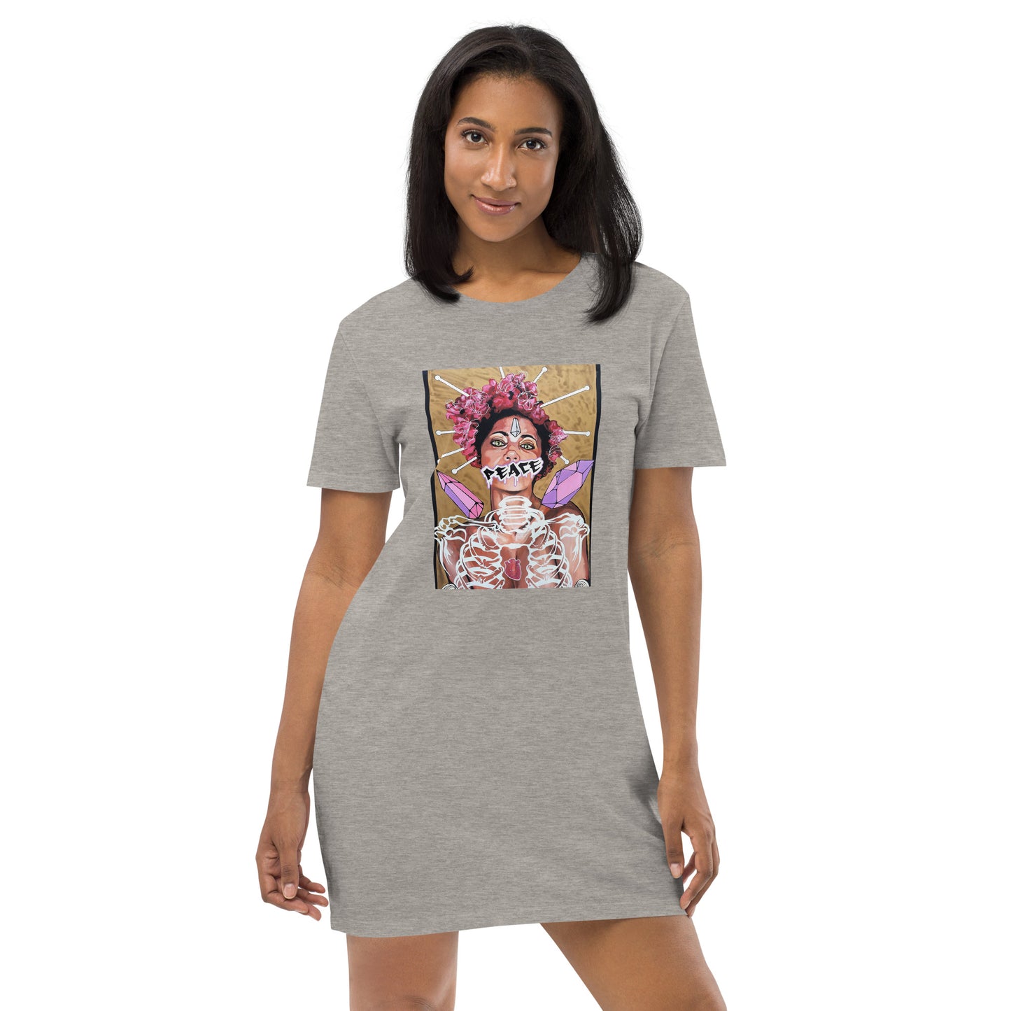 T-Shirt-Kleid aus organischer Baumwolle PEACE