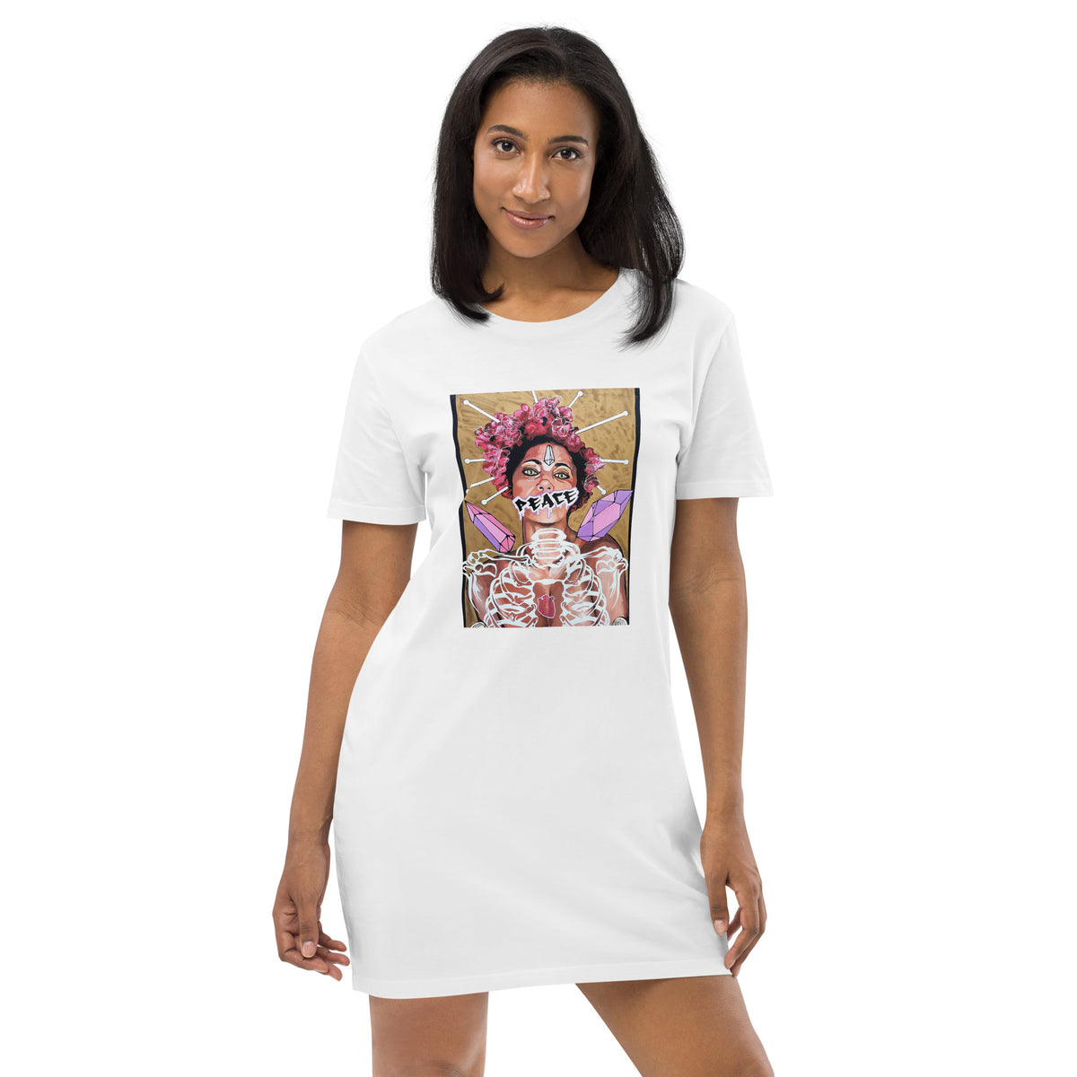 T-Shirt-Kleid aus organischer Baumwolle PEACE