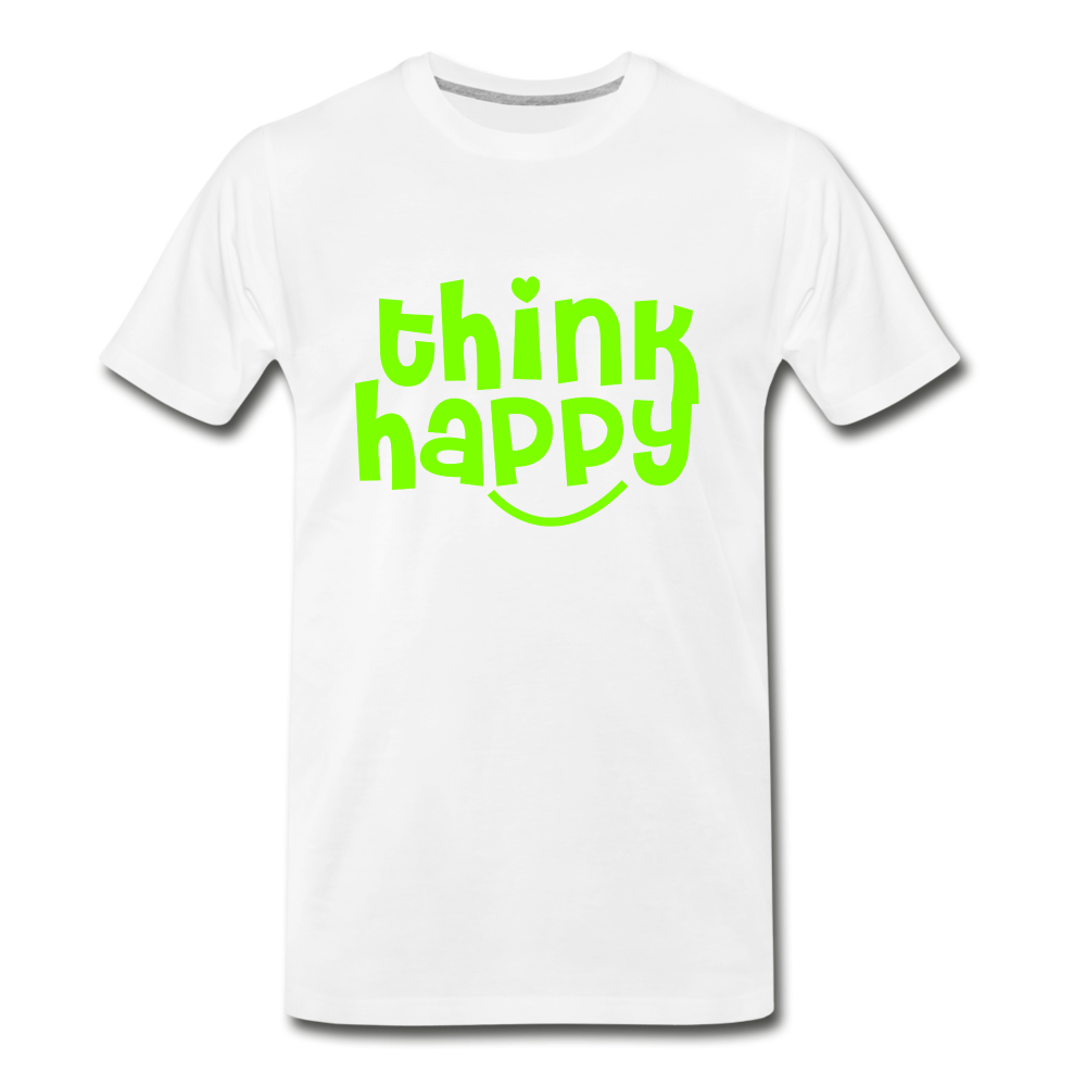 Männer Premium Bio T-Shirt think happy - Weiß