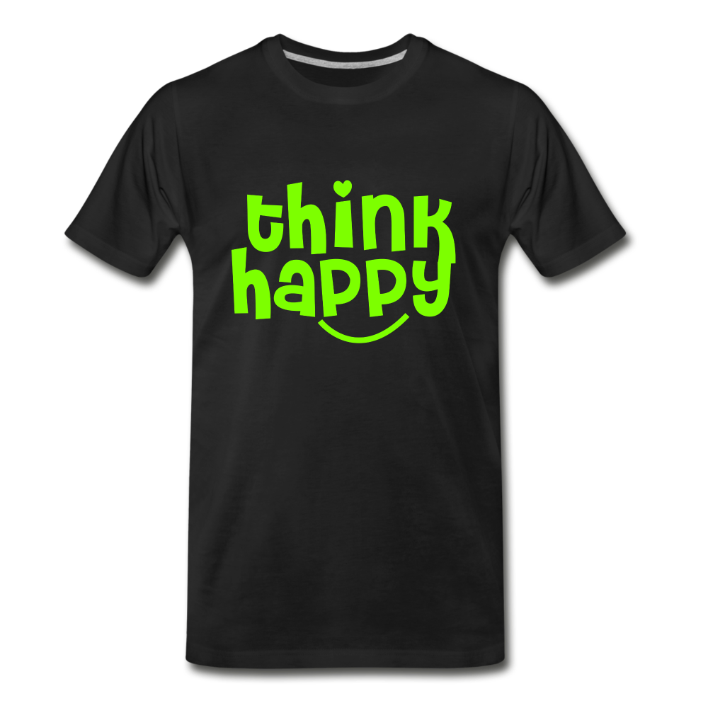 Männer Premium Bio T-Shirt think happy - Schwarz