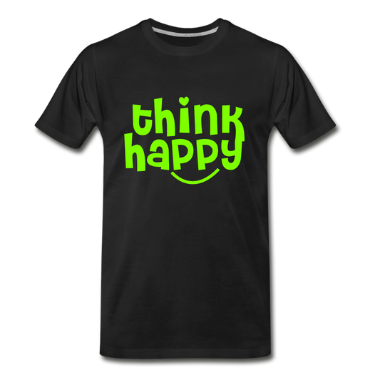 Männer Premium Bio T-Shirt think happy - Schwarz
