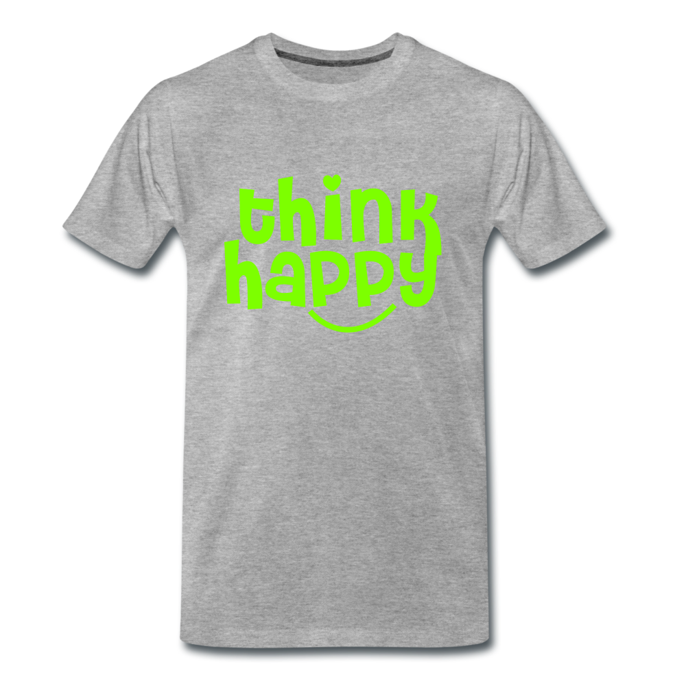 Männer Premium Bio T-Shirt think happy - Grau meliert
