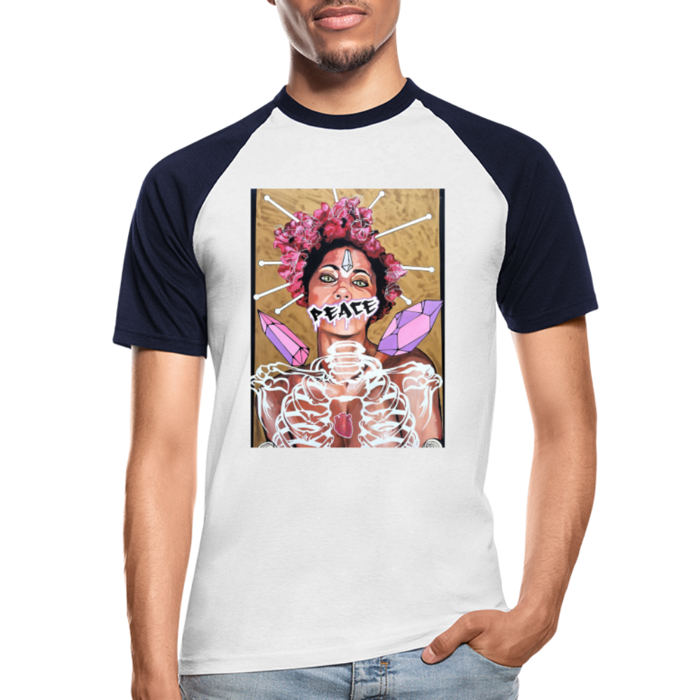 Männer Baseball-T-Shirt Peace - Weiß/Navy