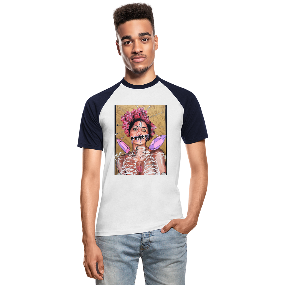 Männer Baseball-T-Shirt Peace - Weiß/Navy