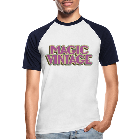 Männer Baseball-T-Shirt Magic Vintage - Weiß/Navy