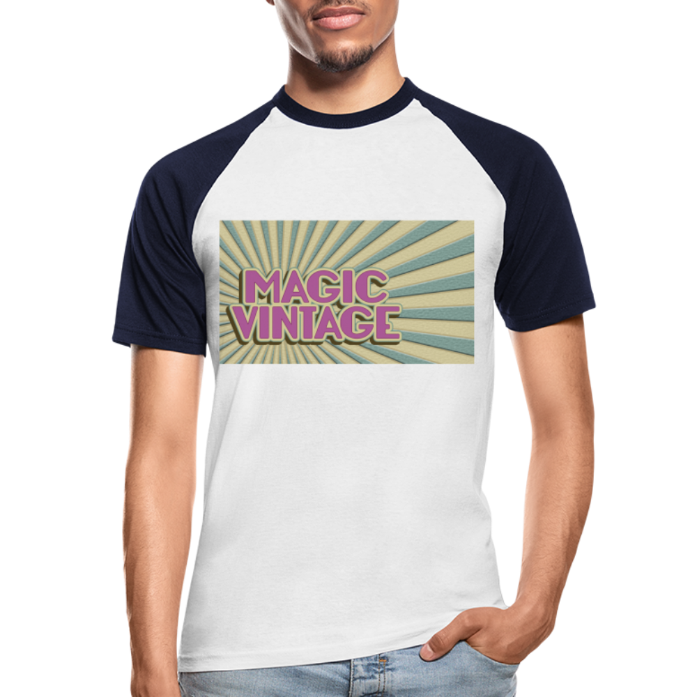 Männer Baseball-T-Shirt Magic Vintage - Weiß/Navy
