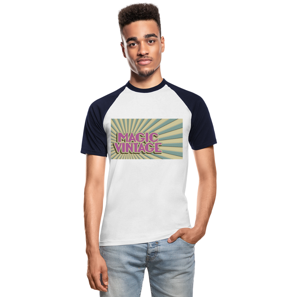 Männer Baseball-T-Shirt Magic Vintage - Weiß/Navy