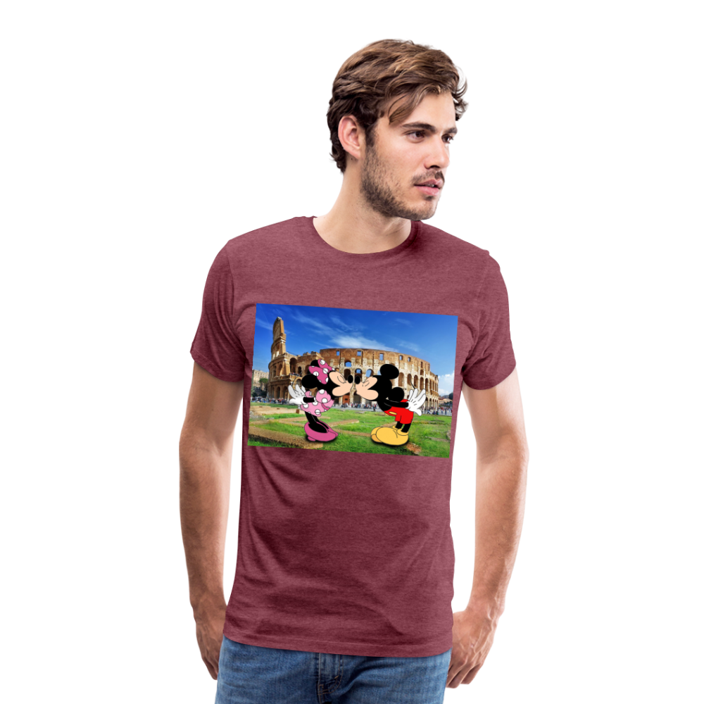 Männer Premium T-Shirt Micky Maus und Daisy - Bordeauxrot meliert