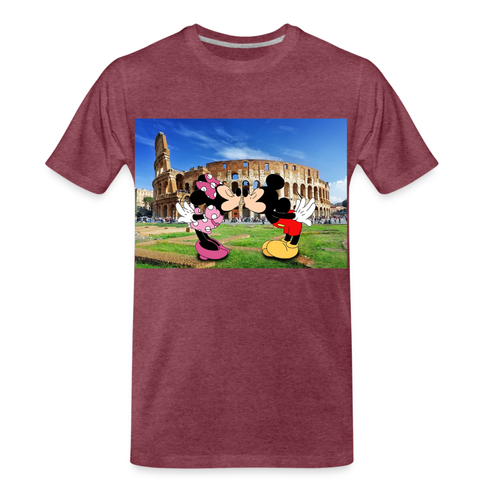 Männer Premium T-Shirt Micky Maus und Daisy - Bordeauxrot meliert