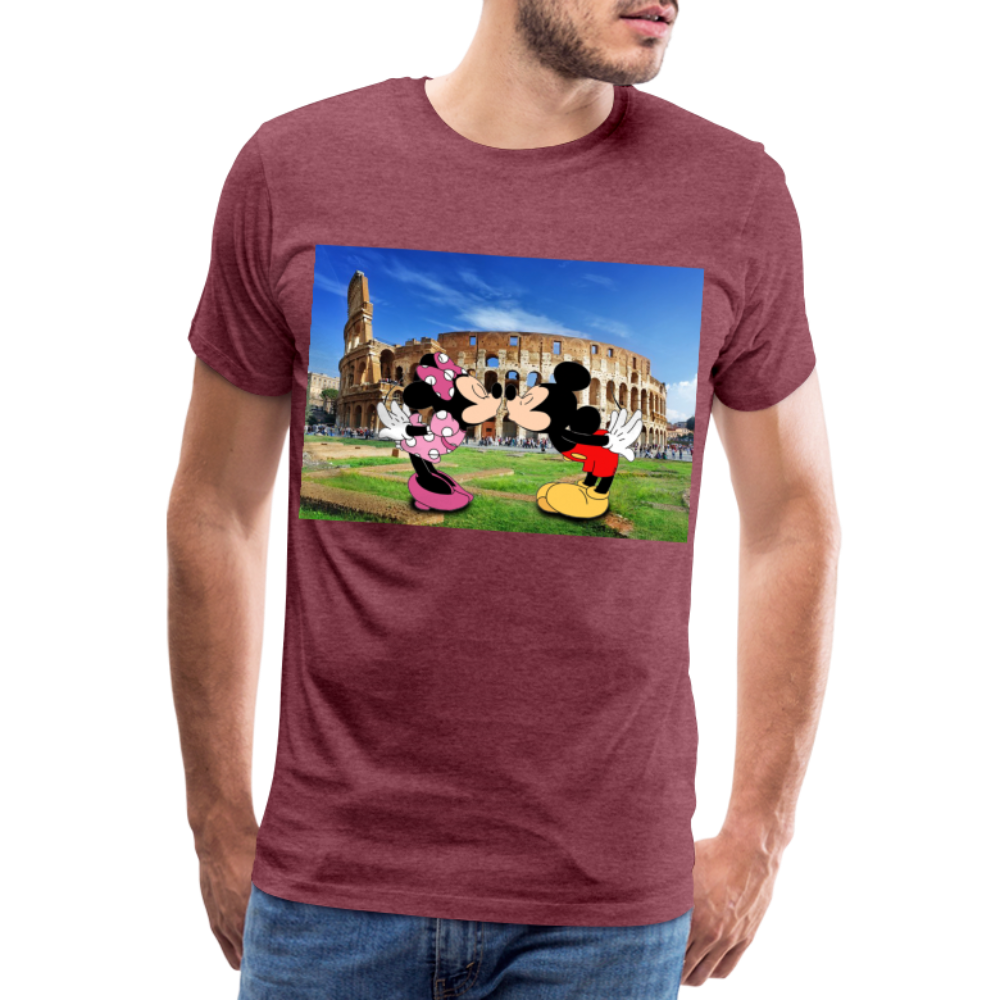 Männer Premium T-Shirt Micky Maus und Daisy - Bordeauxrot meliert