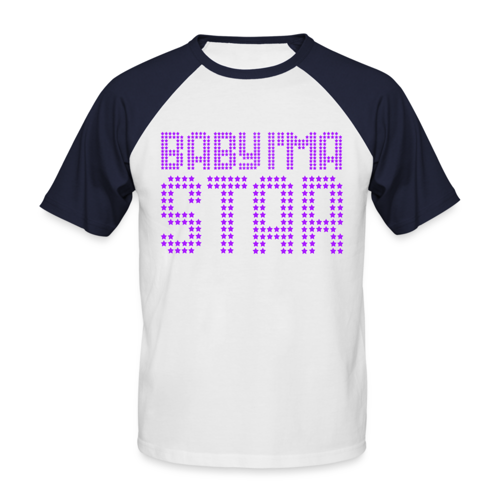 Männer Baseball-T-Shirt Baby I'm a Star - Weiß/Navy