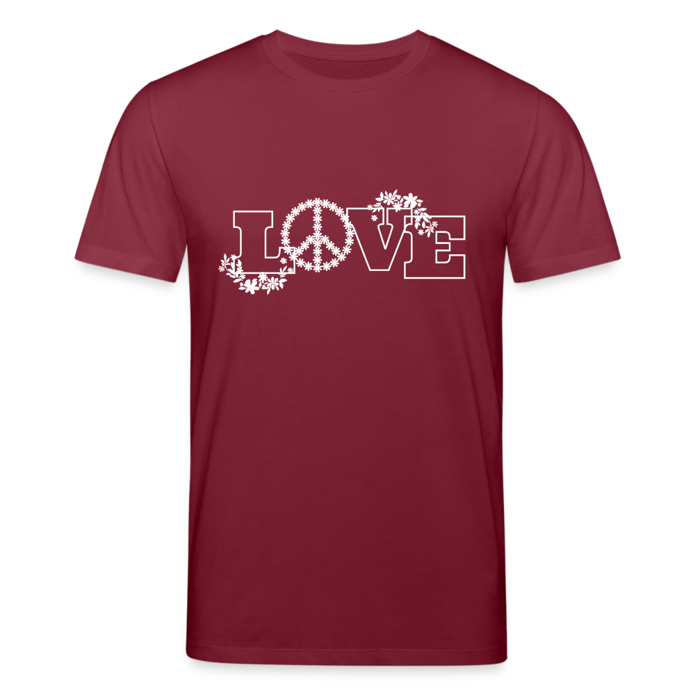 Männer Bio-T-Shirt von Stanley & Stella Love and Peace - Burgunderrot