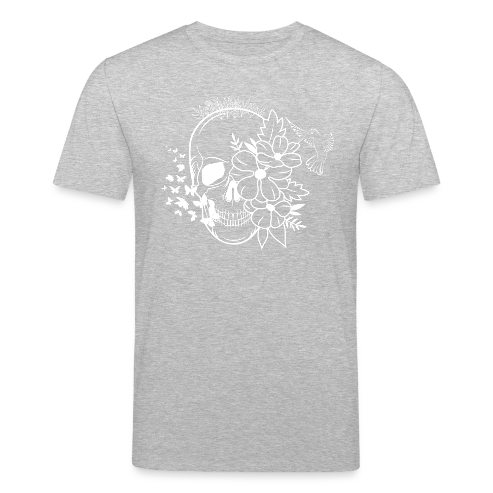Männer Bio-T-Shirt von Stanley & Stella Skull Blumen - Grau meliert