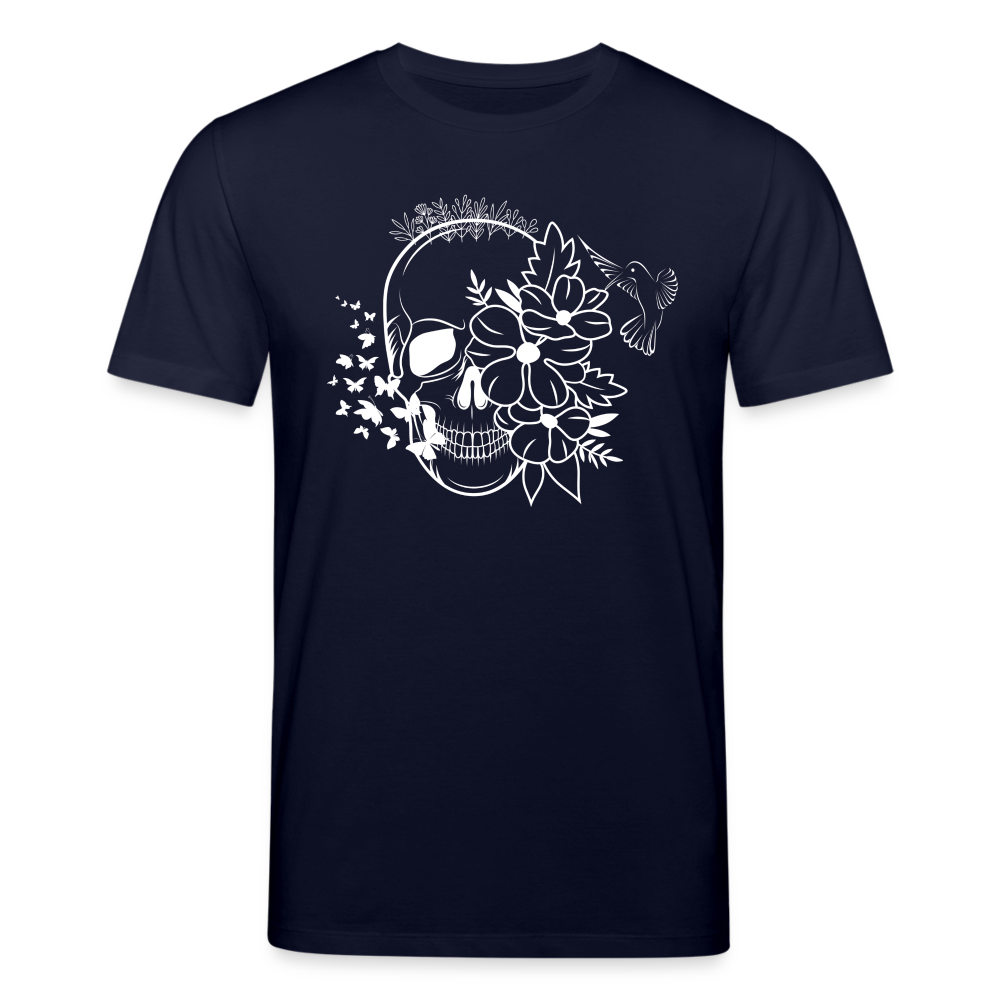 Männer Bio-T-Shirt von Stanley & Stella Skull Blumen - Navy