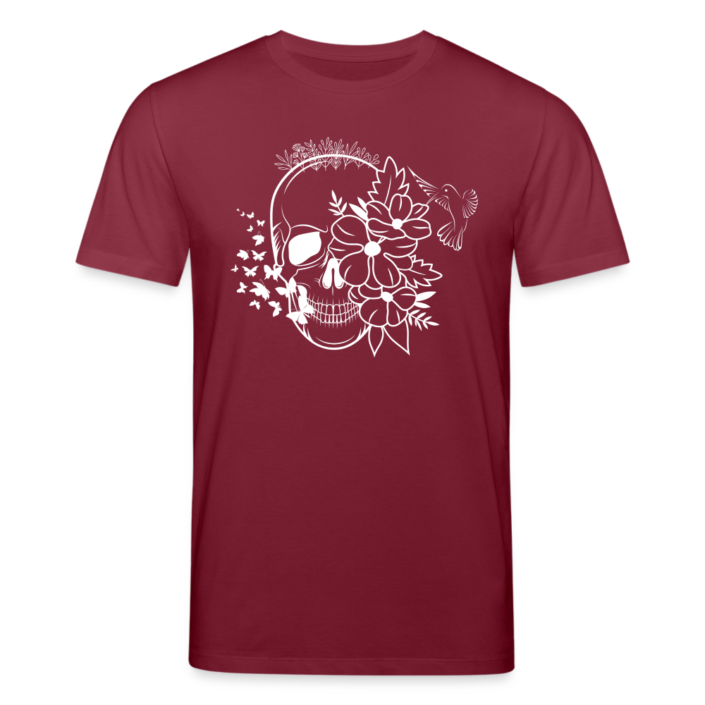 Männer Bio-T-Shirt von Stanley & Stella Skull Blumen - Burgunderrot